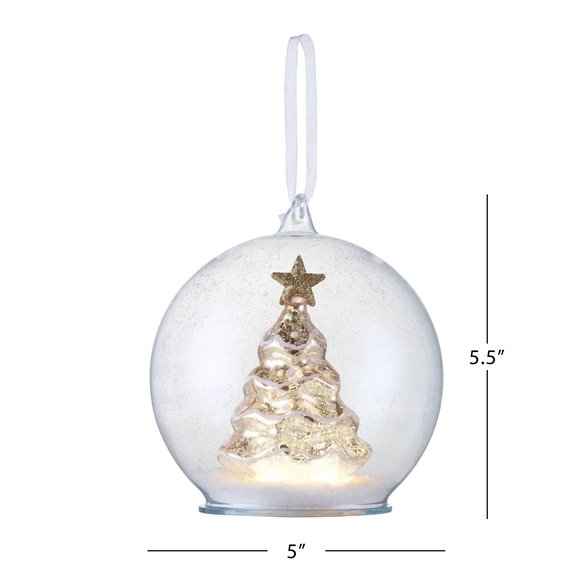 Gold Mercury Glass Tree Globe Ornament